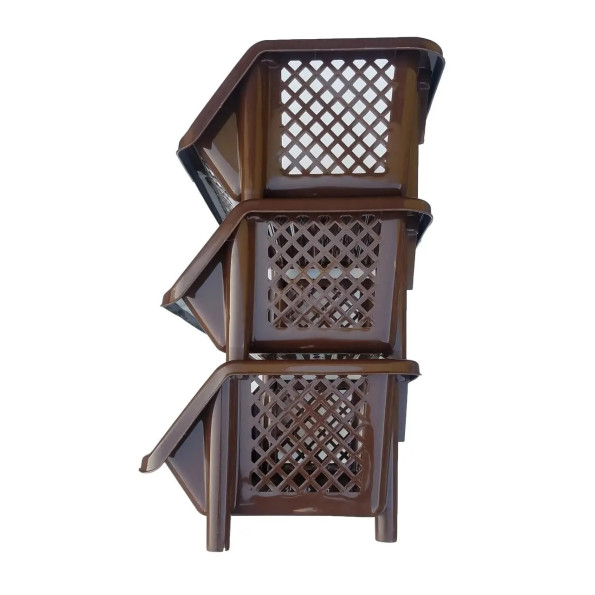 Етажерка органайзер для зберігання на кухню, у ванну пластикова коричнева -
                                                        Фото 4